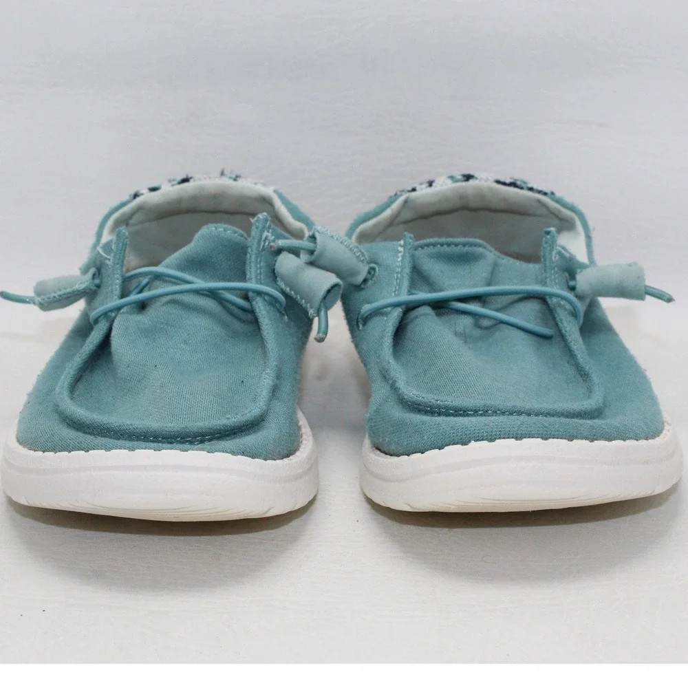 Hey Dude Wendy Stretch Fleece Sea Blue Slip On Loafers Shoes Womens‎ 6